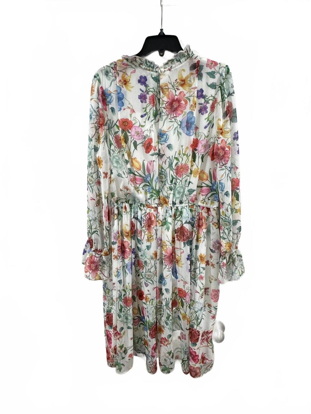 NWT Gibson Latimer Floral High Neck Ruffle Midi Dress Large White Spring Wedding - Picture 2 of 9